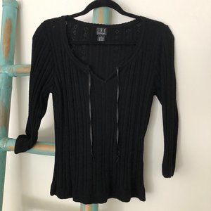 INC Black Ribbed Knit Sweater